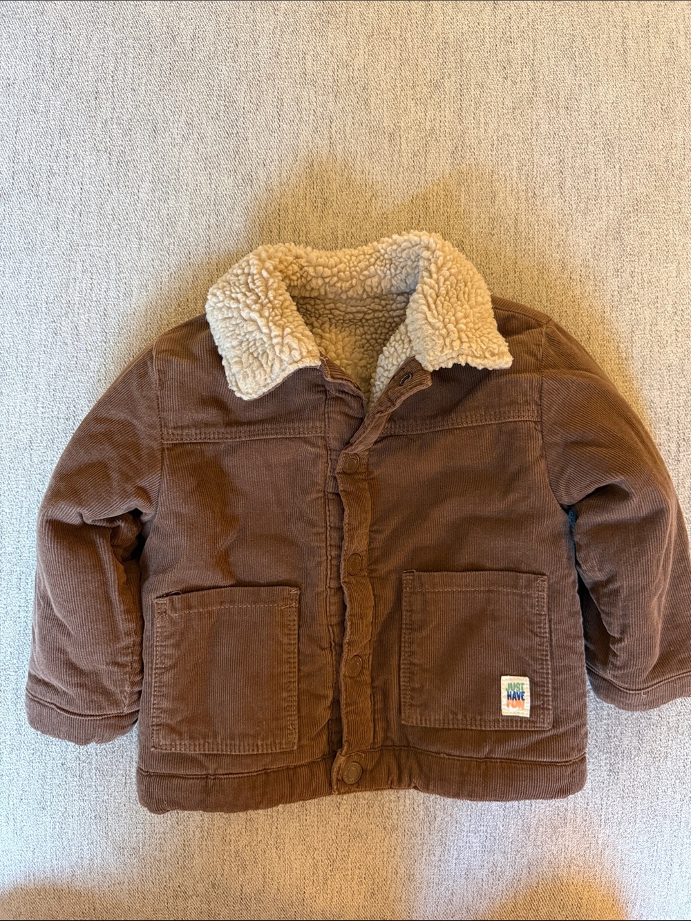 Reversible Brown Corduroy/Cream Sherpa Jacket